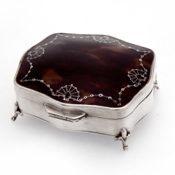 Silver Tortoiseshell Jewellery Box with Original Velvet Lining