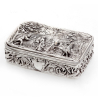 Decorative Silver Jewellery Box Depicting Courting Couples Horses and a Country House