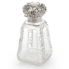 Unusual Pyramid Shape Antique Cut Glass and Silver Topped Perfume Bottle