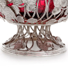 Victorian Silver Plate Fruit Bowl Decorated with Strawberries and with a Cranberry Glass Liner