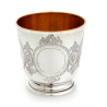 Early Victorian Hand Engraved Silver Christening Mug with Gilt Interior