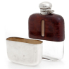 Silver Plate and Crocodile Leather Hip Flask with Removable Cup