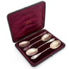 Set of Four Boxed Antique Victorian Silver Serving Spoons with Gilt Bowls