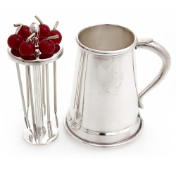 Silver Plated Tankard Shaped Cocktail Pick Holder