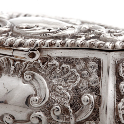Antique Chester Silver Shaped Box with Gilt Interior