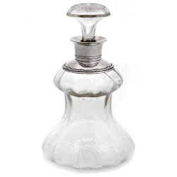 Unusual Edwardian Clear Glass and Silver Neck Decanter