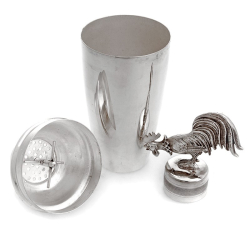 Gladwin Ltd Silver Plated Cocktail Shaker with an Applied Cockerel