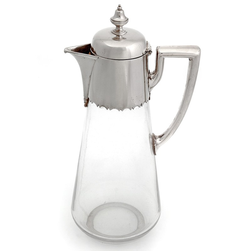 Victorian Silver Plated Claret Jug with a Plain Mount and Plain Glass Tapering Body