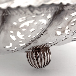 Large Silver Shell Shaped Bon Bon Dish with a Pierced Body and Crimped Edge Border