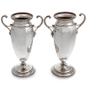 Pair of Eight Panelled Silver Vases with Scroll Handles