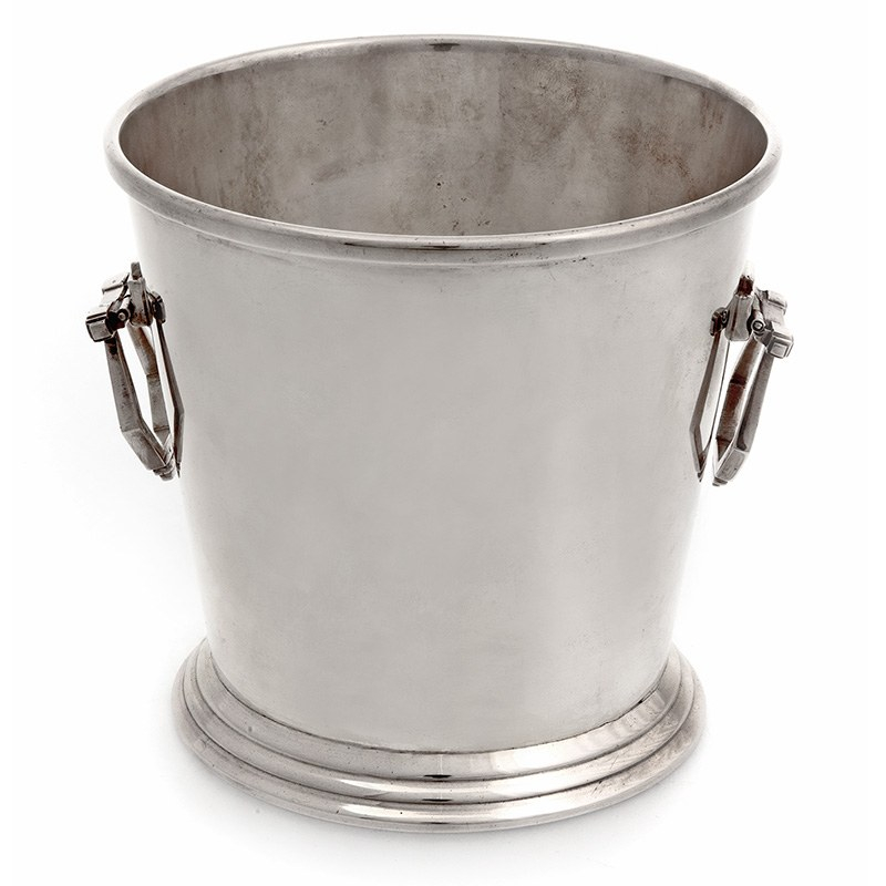 Vintage Art Deco Style Silver Plate Ice Bucket with Angled Handles