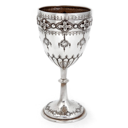Silver Goblet by George Unite with Chased Floral Bowl Decoration