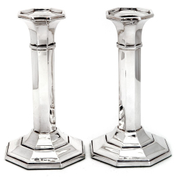 Pair of Antique Silver Octagonal Candle Sticks