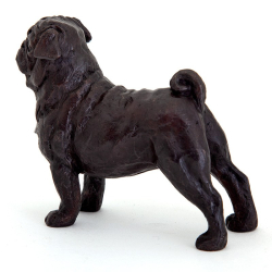 Standing Pug Dog Cast Bronze Sculpture