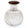 Silver and Tortoiseshell Perfume Bottle with Cut Glass Body