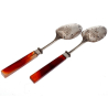 Boxed Pair of Victorian Servers with Red Agate Handles
