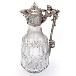 Victorian Silver Plate Claret Jug with a Bacchus Mask Spout and Cast Gargoyle Handle