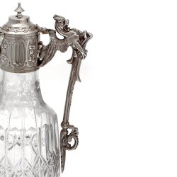 Victorian Silver Plate Claret Jug with a Bacchus Mask Spout and Cast Gargoyle Handle