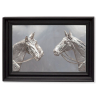 Silver Plated Framed Relief of Two Horse Heads