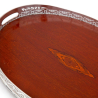 Oval Silver Plate and Mahogany Gallery Tray