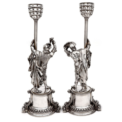 Pair of Elkington Silver Plate Figural Cavaliers of Exceptional Quality