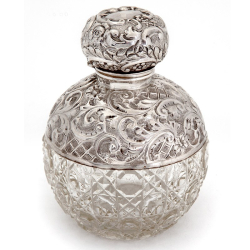 Edwardian Chester Silver and Cut Glass Perfume Bottle