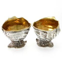Pair of Silver Plated Salts in the Shape of a Shell