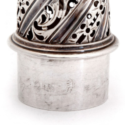 Samuel Wood 9.5 Troy Oz Silver Sugar Caster with a Pull Off Pierced Top and Spiral Finial
