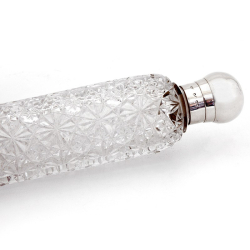 Victorian Sampson Mordan Lay Down Perfume Bottle with a Plain Globe Shaped Silver Screw Top