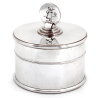 French Art Deco Circular Silver Plated Box with Golfing Theme Finial