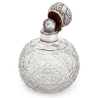 Large Victorian Silver Top Perfume Bottle with a Hob Cut Glass Globe Shaped Body
