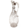Victorian Silver Claret Jug with Star Cut and Oval Lattice Paneled Glass Body