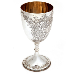Victorian Silver Goblet Engraved with Ferns and Flowers