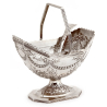 Boxed Victorian Silver Sugar Basket with Matching Sifter Spoon