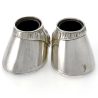 Pair of Antique Silver Horse Hoof Salts with Blue Glass Liners