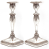 Old Sheffield Candlesticks with Tapering Fluted Stems and Oval Shaped Bases