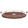 Oval Oak and Silver Plate Ships Style Gallery Tray with a Ball and Rail Gallery