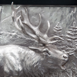 Victorian Silver Plated Framed Relief of a Standing Stag