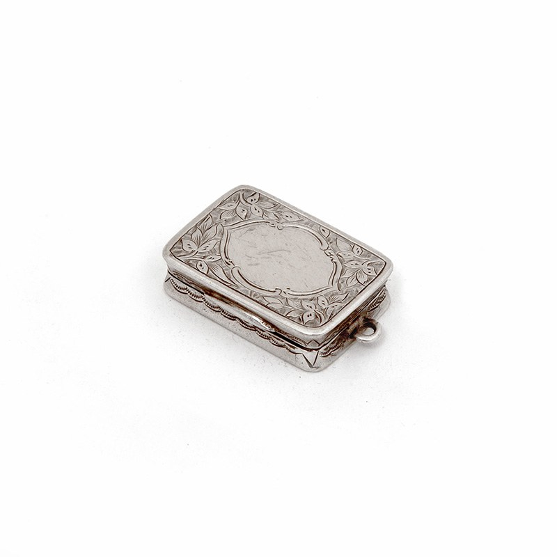 George Unite Victorian Silver Vinaigrette Beautifully Engraved with Floral Scenes