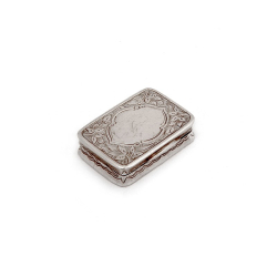 George Unite Victorian Silver Vinaigrette Beautifully Engraved with Floral Scenes