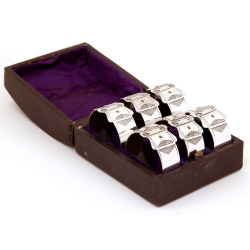 Victorian Set of Six Silver Plated Belt and Buckle Style Napkin Rings (c.1890)