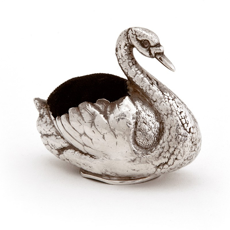 Edwardian Silver Swan Pin Cushion