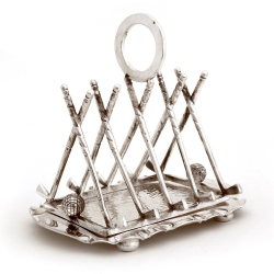 Late Victorian Silver Plated Golf Themed Toast Rack