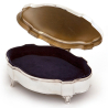 Shaped Silver Jewellery Box Standing on Four Scroll Feet with Blue Velvet Lining