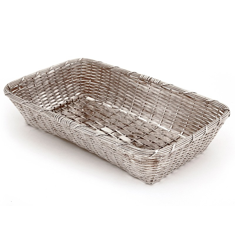 Decorative Silver Plated Bread Dish in a Woven Work Design