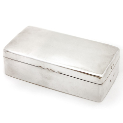 Victorian Plain Silver Cigarette or Cigar Box with Rounded Corners and Cedar Wood Lining