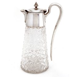 Silver Plated Claret Jug with a Plain Mount Circular Hinged Lid and Fluted Shaped Finial