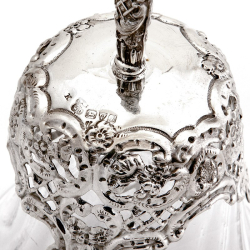 Edwardian Chester Silver Table Bell with a Decorative Handle and Spiral Glass Bell