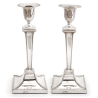 Pair of Silver Candle Sticks Decorated with Fine Garlands to the Stems