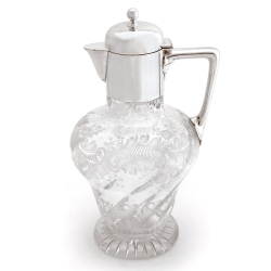 Victorian Engraved Silver Plated Claret Jug with Plain Mount and Domed Hinged Lid